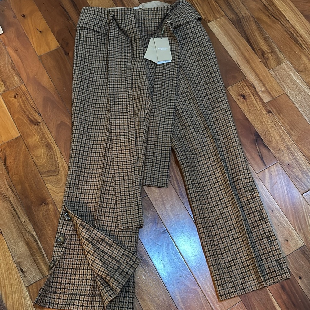 Michael Kors collection women size 8 Brown Houndstooth pants new with tag